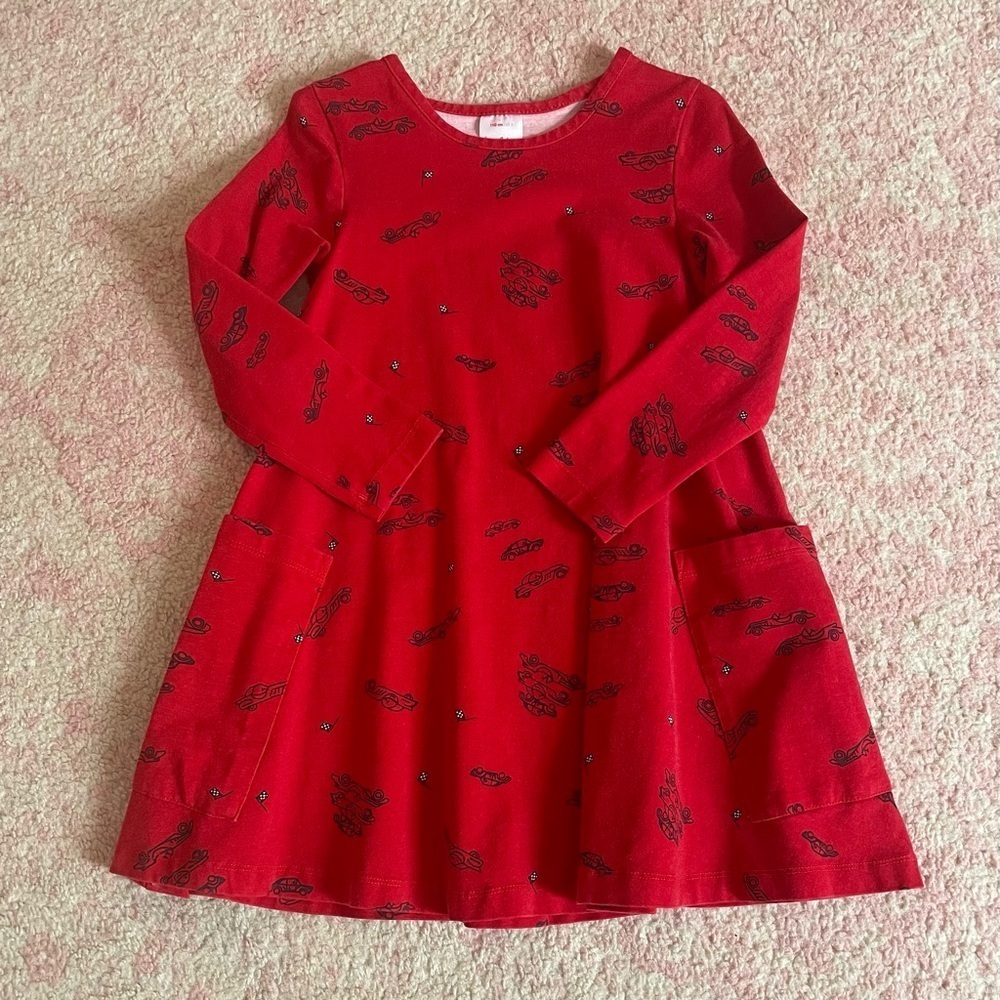 Hanna Andersson Red Race Car Swing Dress Sz 110/ 5​​​​